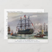 HMS Queen Zeeslag 1839 Briefkaart (Voorkant / Achterkant)