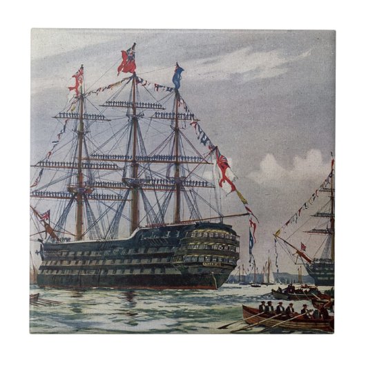 HMS Queen Zeeslag 1839 Tegeltje (Voorkant)