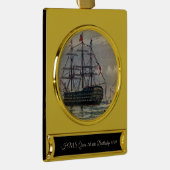 HMS Queen Zeeslag 1839 Verguld Banner Ornament (Rechts)