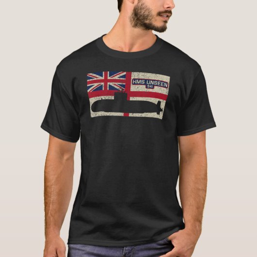 HMS Unseen S41 Onderzeeboot Koninklijke Marinevlag T-shirt (Voorkant)