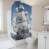 HMS Victory, 3D computer-gegenereerde illustratie. Douchegordijn (In situ)