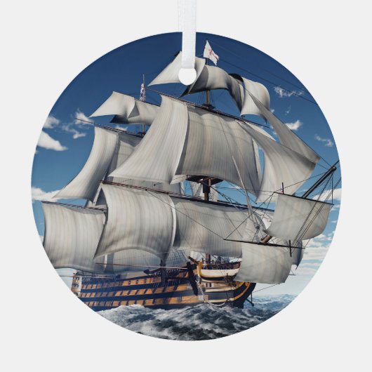 HMS Victory, 3D computer-gegenereerde illustratie. Glas Ornament (Achterkant)