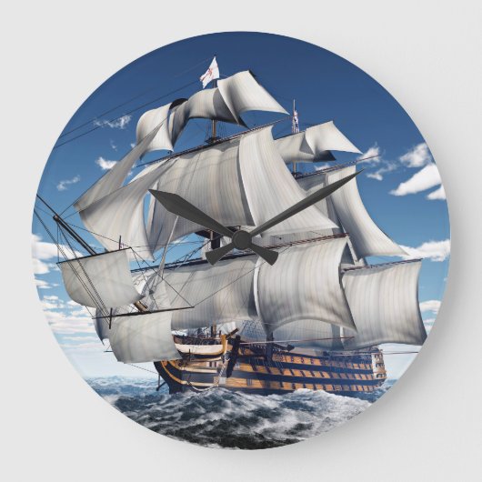 HMS Victory, 3D computer-gegenereerde illustratie. Grote Klok (Voorkant)