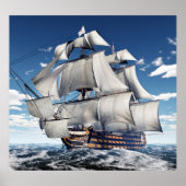 HMS Victory, 3D computer-gegenereerde illustratie. Poster (Voorkant)