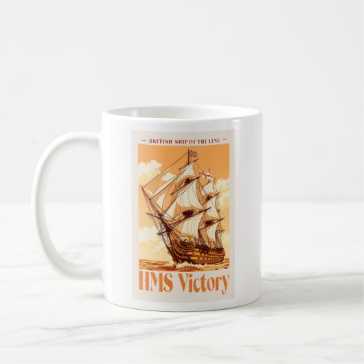 HMS Victory Poster Iconic British Ship of the Line Koffiemok (Links)