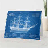 HMS Victory - Scheepsblauwdruk Plannen ABD Bedankkaart (Voorkant)
