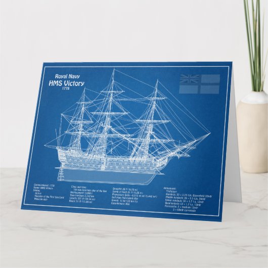 HMS Victory - Scheepsblauwdruk Plannen ABD Bedankkaart (Voorkant)