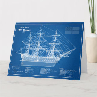 HMS Victory - Scheepsblauwdruk Plannen ABD Bedankkaart