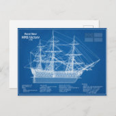 HMS Victory - Scheepsblauwdruk Plannen ABD Briefkaart (Voorkant / Achterkant)