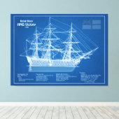 HMS Victory - Scheepsblauwdruk Plannen ABD Canvas Afdruk (Insitu (Houten vloer))