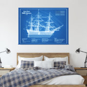 HMS Victory - Scheepsblauwdruk Plannen ABD Canvas Afdruk (Insitu (Slaapkamer))