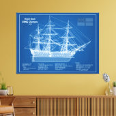 HMS Victory - Scheepsblauwdruk Plannen ABD Canvas Afdruk (Insitu (Woonkamer))