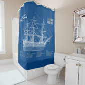 HMS Victory - Scheepsblauwdruk Plannen ABD Douchegordijn (In situ)