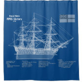HMS Victory - Scheepsblauwdruk Plannen ABD Douchegordijn (Voorkant)