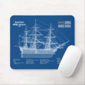 HMS Victory - Scheepsblauwdruk Plannen ABD Muismat (Met muis)