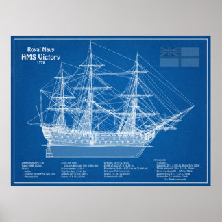 HMS Victory - Scheepsblauwdruk Plannen ABD Poster