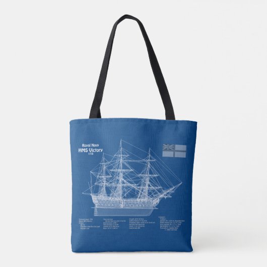 HMS Victory - Scheepsblauwdruk Plannen ABD Tote Bag (Achterkant)
