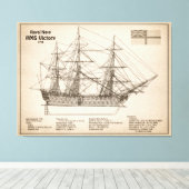 HMS Victory - Scheepsblauwdruk Plannen SD Canvas Afdruk (Insitu (Houten vloer))
