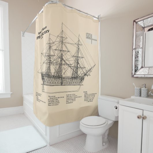 HMS Victory - Scheepsblauwdruk Plannen SD Douchegordijn (In situ)