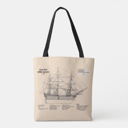HMS Victory - Scheepsblauwdruk Plannen SD Tote Bag (Achterkant)