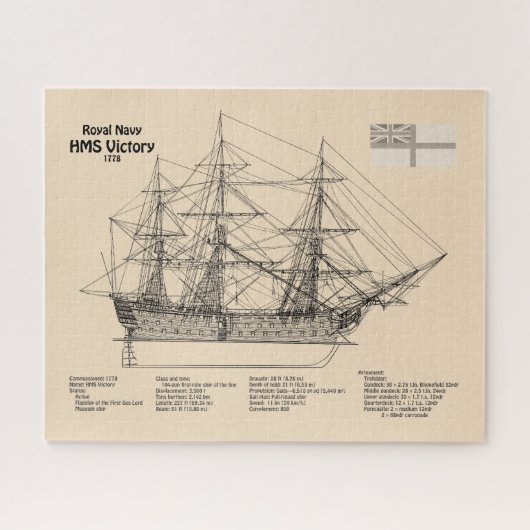 HMS Victory - Scheepsblauwdrukplannen SD Legpuzzel (Horizontaal)