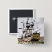 HMS Victory Vierkante Button 5,1 Cm (Voorkant /achterkant)
