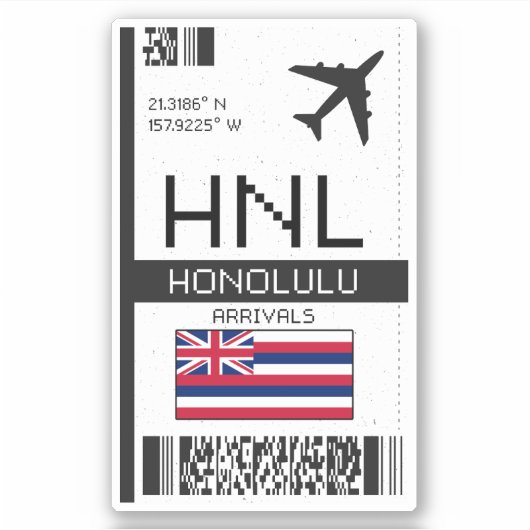 HNL Honolulu-instapkaart - Hawaii Travel Sticker (Voorkant)