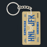 HNL to JFK Flight 5-0 Boarding Pass Keychain<br><div class="desc">Create a keepsake of a memorable trip with this fun Flight 5-O boarding pass themed keychain. Inspired by the actual Hawaiian Airlines flight 50 between the Daniel K. Inouye Honolulu International Airport (HNL) and the John F. Kennedy International Airport (JFK). Add your own details with the customizable text or even...</div>