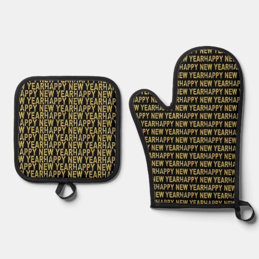 HNY Geel-Gld Ovenwant & Pannenlap Set (Voorkant)