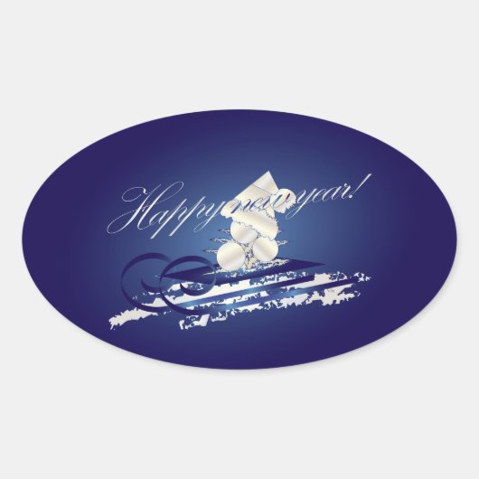 HNY sled Ovale Sticker (Voorkant)