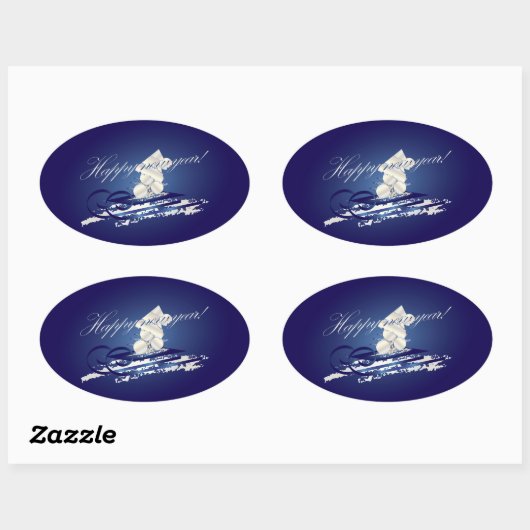 HNY sled Ovale Sticker (Vel)