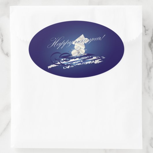 HNY sled Ovale Sticker (Tas)