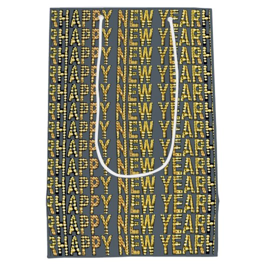 HNY Yellow-Gld  Medium Cadeauzakje (Achterkant)