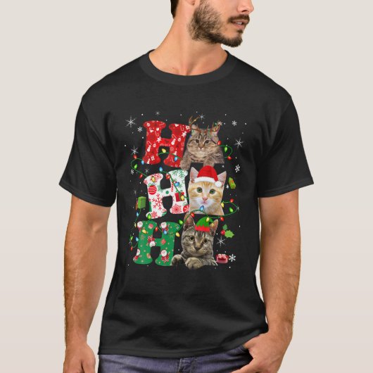 Ho3 Funny kerstlampjes Santa Elf Reindeerskat T-shirt (Voorkant)