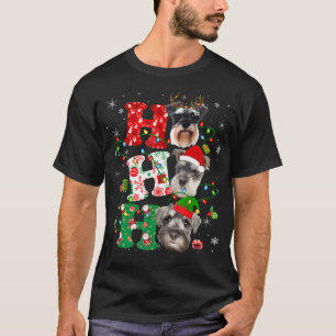Ho3 kerstlampjes Santa Elf Reindeer Schnauzer T-shirt