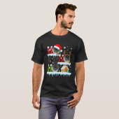 Ho3 Kerstrode kerstman met kerstmanrenrennen Golf  T-shirt (Voorkant volledig)
