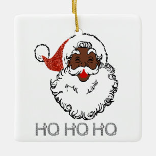 ho black santa keramisch ornament