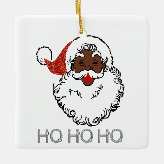 ho black santa keramisch ornament (Voorkant)