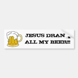 Ho Brah. JESUS DRINK MIJN BEER. "Sticker Bumpersticker