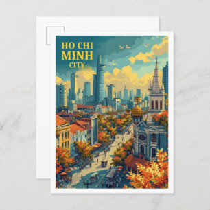 Ho Chi Minh City Vietnam kunstillustratie Briefkaart
