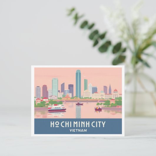Ho Chi Minh City Vietnam Pastel Travel - Saigon Briefkaart (Staand voorkant)