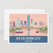 Ho Chi Minh City Vietnam Pastel Travel - Saigon Briefkaart (Voorkant / Achterkant)