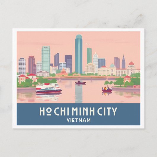 Ho Chi Minh City Vietnam Pastel Travel - Saigon Briefkaart (Voorkant)