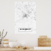 Ho Chi Minh City, Vietnam (zwart op wit) Poster (Keuken)