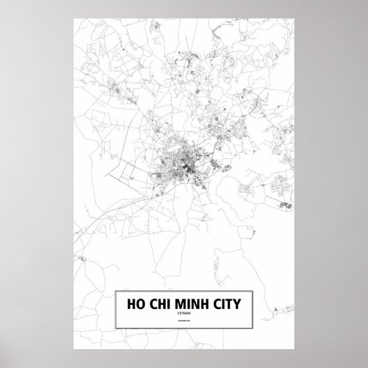 Ho Chi Minh City, Vietnam (zwart op wit) Poster (Voorkant)