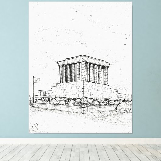 Ho Chi Minh Mausoleum Hanoi Vietnam Illustratie Canvas Afdruk (Insitu (Houten vloer))