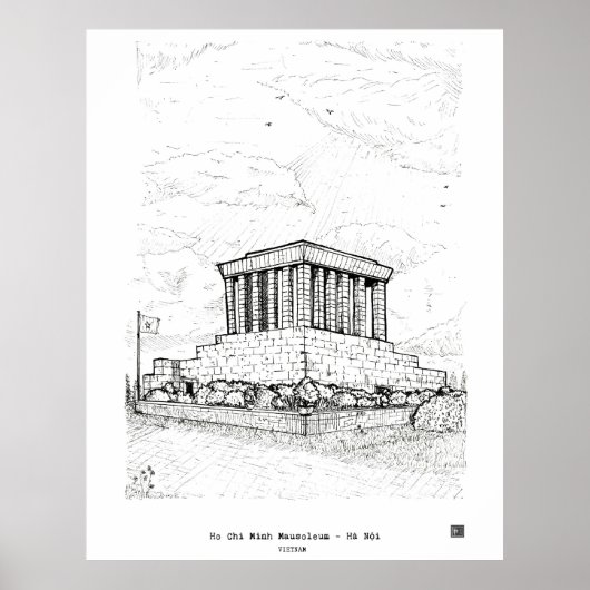 Ho Chi Minh Mausoleum Hanoi Vietnam Illustratie Poster (Voorkant)