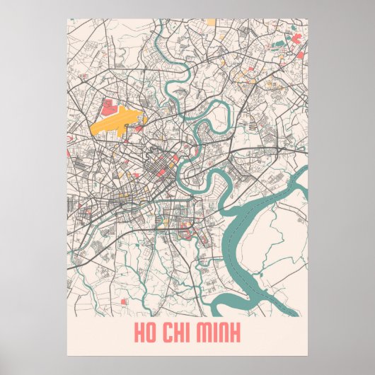 Ho Chi Minh - Vietnam Chalk City Map Poster (Voorkant)
