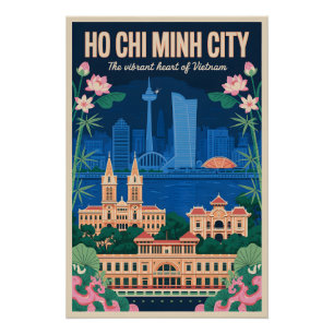 Ho Chi Minh Vietnam Stad Retro Reisposter Kunst Perfect Poster