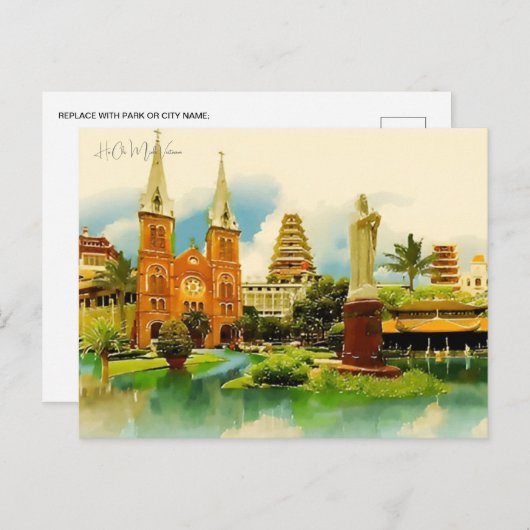  Ho Chi Minh Vietnam Travel waterverf Briefkaart (Voorkant / Achterkant)